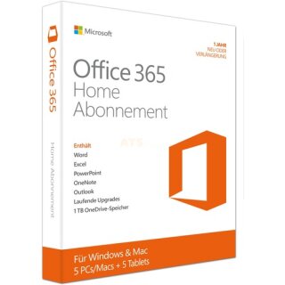 Microsoft Office 365 Home 5 Benutzer Vollversion PKC 1 Jahr