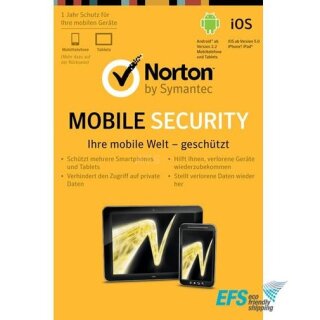 Symantec Norton Mobile Internet Security 3.0 for Android & iOS 1 Benutzer Vollversion EFS PKC 1 Jahr