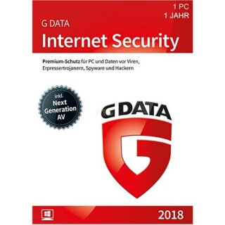 G Data Software Internet Security 1 PC Vollversion GreenIT 1 Jahr für aktuelle Version 2018