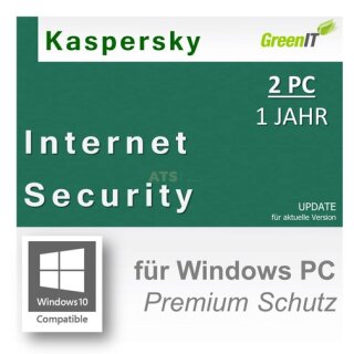 Kaspersky Internet Security 2 Geräte Update GreenIT 1 Jahr für aktuelle Version 2016