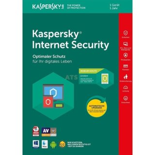 Kaspersky Internet Security 1 Gerät Vollversion GreenIT 1 Jahr für aktuelle Version 2018