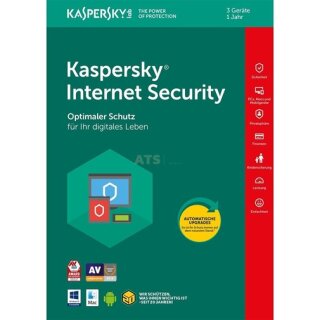 Kaspersky Internet Security 3 Geräte Vollversion GreenIT 1 Jahr für aktuelle Version 2018