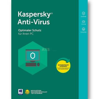 Kaspersky Anti-Virus 3 PCs Vollversion EFS PKC 1 Jahr für aktuelle Version 2018