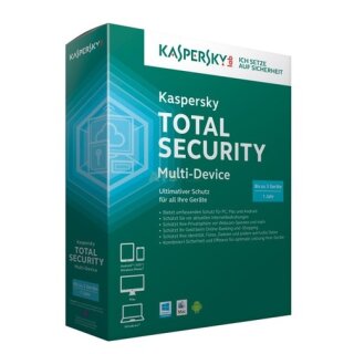 Kaspersky Total Security Multi-Device 3 Geräte Vollversion MiniBox 1 Jahr inkl. Update 2018*