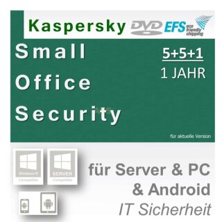 Kaspersky Small Office Security 4 inkl. 5 Mobile 1 Fileserver + 5 Workstations Vollversion EFS DVD 1 Jahr