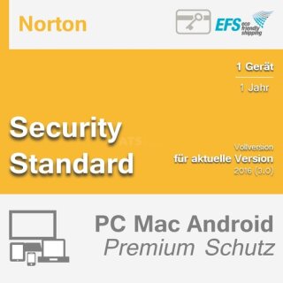 Symantec Norton Security Standard 1 Gerät Vollversion EFS PKC 1 Jahr für aktuelle Version 2016 (3.0)