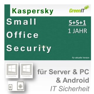Kaspersky Small Office Security 4 inkl. 5 Mobile 1 Fileserver + 5 Workstations Vollversion GreenIT 1 Jahr