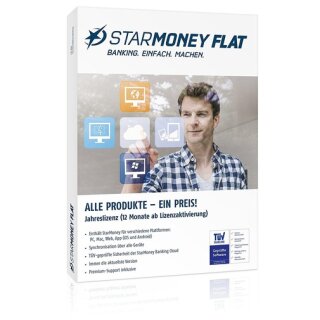 Starfinanz StarMoney FLAT - für alle Geräte (PC MAC iOS Android) 1 Benutzer Vollversion PKC 1 Jahr