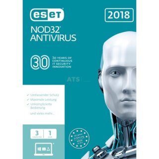 ESET NOD32 Antivirus 2018 Edition 3 Computer Vollversion FFP 1 Jahr