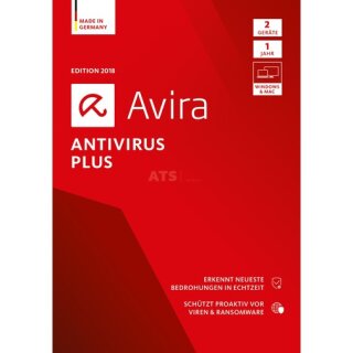 Avira Antivirus Plus 2018 1 Benutzer | 2 PCs oder Macs Vollversion DVD-Box 1 Jahr