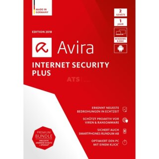 Avira Internet Security Plus 2018 1 Benutzer | 2 PC/Mac + 2 Android Vollversion DVD-Box 1 Jahr