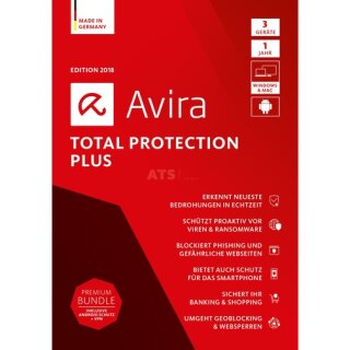 Avira Total Protection Plus 2018 3 Geräte Vollversion DVD-Box 1 Jahr