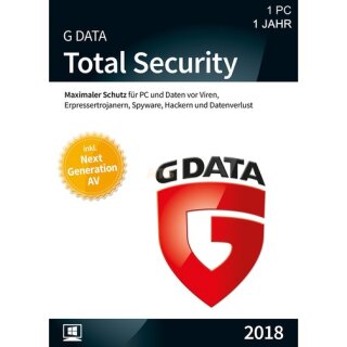 G Data Software Total Security 1 PC Vollversion GreenIT 1 Jahr für aktuelle Version 2018