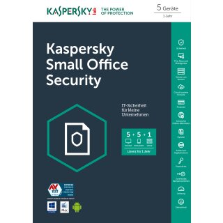 Kaspersky Small Office Security 5+5+1 WIN MAC Android 1 Fileserver + 5 Workstations Vollversion EFS PKC 1 Jahr